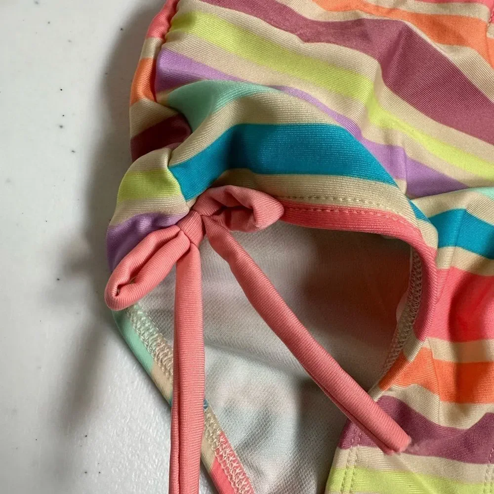 NWOT Cat & Jack Toddler Girls One Piece e Rashguard Orange Pink Swimsuit- 3T